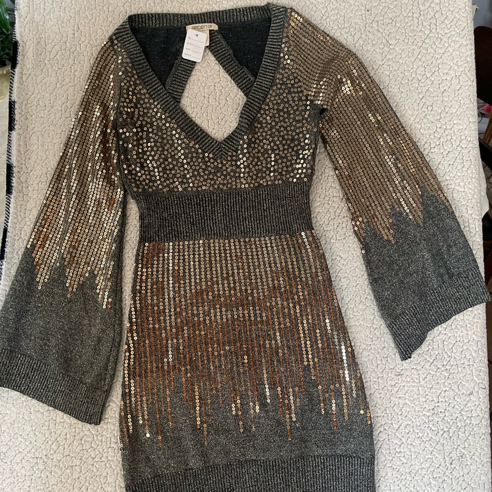 Arden B sequin sweater dress with bell sleeves New